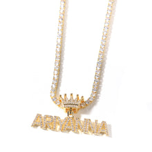 Load image into Gallery viewer, CROWN NAME NECKLACE WITH TENNIS CHAIN